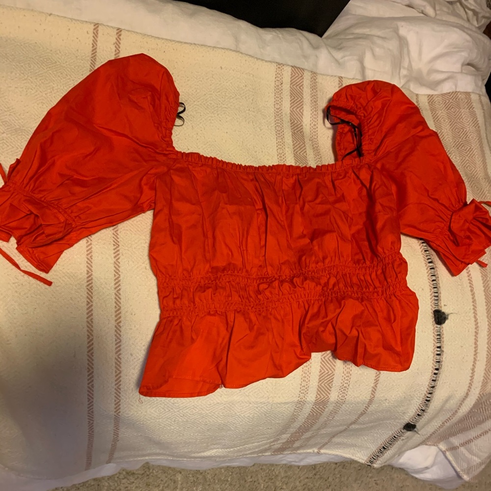 Red Puff Sleeve Top